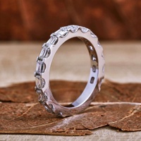 Igi CVD HPHT Lab Grown Diamant Créé 14k 18k Or Massif Éternité Mariage Bague Assorti Minimaliste Glacé Écrasé pour les Femmes
