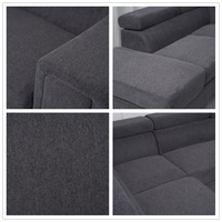 Canapé d'angle moderne, canapé chaise longue gris en forme de L, canapé en tissu pour salon, appui-tête réglable, meubles