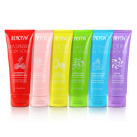 Gommage corporel crémeux doux et apaisant OEM, exfoliant en douceur, avec du lait et de la tréhalose, pour les soins des peaux sensibles