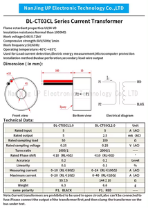 NJXSE DL-CT03CL 1000/1 2000/1 Micro transformateur de courant 1A/1mA 5A/5mA 20A/10mA fil conducteur annulaire inductance mutuelle prix usine - Product Image 3