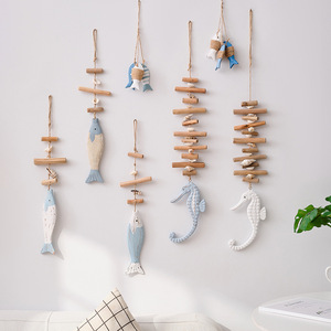 American Style Fish <b>Wall</b> <b>Hooks</b> Wooden Decorative Hanging For Home Mediterranean Style Background <b>Wall</b> Art - Product Image 3