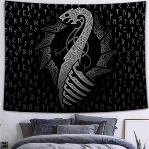 Logo personnalisé Psychédélique Vikings Mur Corbeau Mystérieux Méditation Runes Psychédéliques Art Tenture Murale Tapisseries - Product Image 4