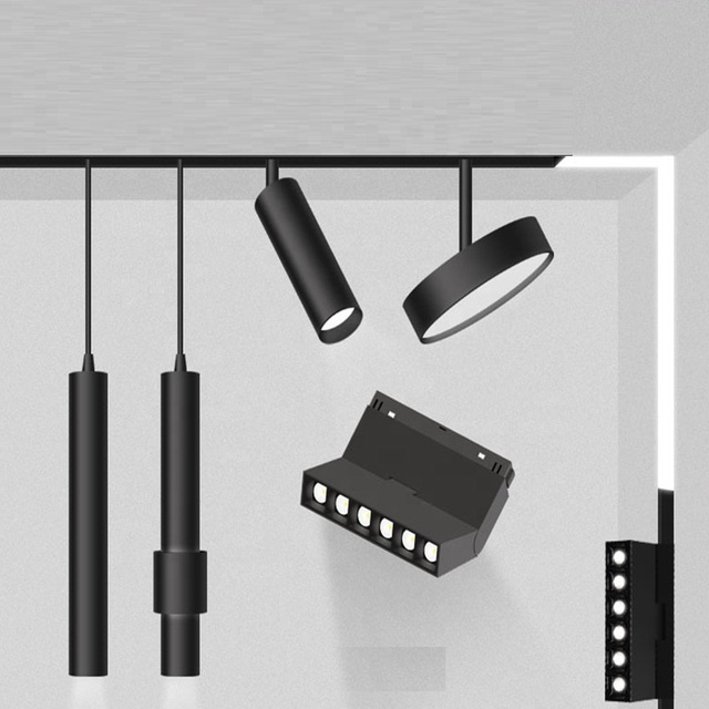 New Design Magnetic Track Light 48V Surface Recessed Pendant LED Spot Light Magnetic Track Rail Magnetic Track Lighting System