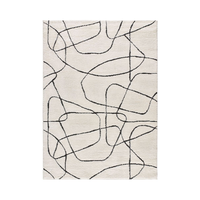 Tapis géométrique à poils longs, antidérapant, écologique et fait main |   Ivoire et Charbon de bois |   Mélange de laine |   Support en latex |   Tailles personnalisées disponibles
