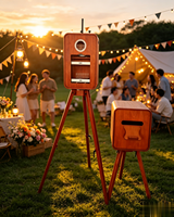 Photomaton portable rétro en bois à prix de gros, durable, étanche, avec impression instantanée, capacité 15 personnes, idéal pour les fêtes