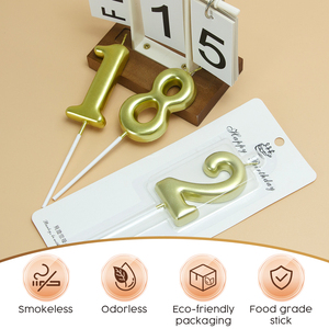 Bougies d'anniversaire numérotées 0-9 métalliques <span class=keywords><strong>en</strong></span> gros, décorations dorées pour gâteaux, parfaites pour fêtes, anniversaires et mariages - Product Image 2
