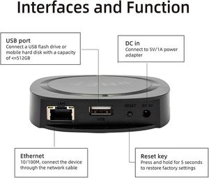 Acemax <span class=keywords><strong>Audiocast</strong></span> Unet Music NAS y receptor de audio con cable | Servidor de música USB/Ethernet FLAC/MP3, control de aplicación de almacenamiento de 3000 + canciones - Product Image 2