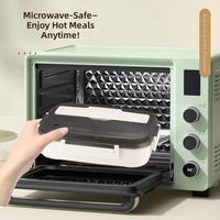 Boîte à bento portable multi-compartiments en acier inoxydable avec couvercle transparent et support pour téléphone, personnalisable en usine