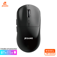 JW-D260 Mouse Nirkabel 6D Tiga Mode 2.4G BT Tipe-C Mouse Optik Nirkabel Berkabel 6400 DPI 500mAh untuk Gaming PC Laptop
