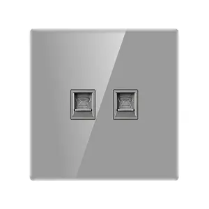 Type 86 UK/EU Standard Double TV Wall Socket 16A Organic Glass Panel Socket And Switches Electrical