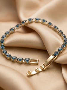 Pulsera de cadena chapada en oro JURA JEWELS Midnight Sapphire Golden Flora Tennis Classic, pulsera de cadena chapada en oro para mujer - Product Image 6