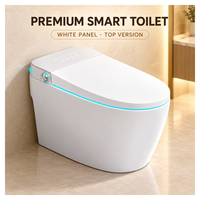 WC intelligent monobloc blanc avec commande vocale IA, bouclier anti-éclaboussures, couvercle automatique et télécommande