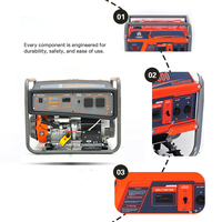 Générateur d'essence portable monophasé/triphasé HM7800 OEM ODM, 25L, 9 heures de fonctionnement continu, alimentation de secours d'urgence pour chantier