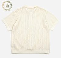 KD fabricant de tricot personnalisé OEM ODM été lâche côtes poignets boutons 100% coton maille évider hommes tricot chemise Cardigan