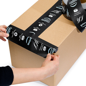 Customized Print Logo Black Water Activated Gummed Packaging Kraft Paper Tape