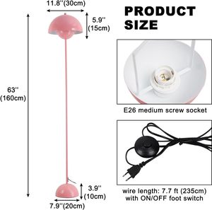 Classic Modern Contemporary E27 Socket Light <strong>Pink</strong> Dome Metal LED Warm White High Brightness Easy Installation <strong>Floor</strong> <strong>Lamp</strong> Elegant - Product Image 6