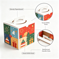 Boîte cadeau en papier personnalisée avec poignée, pour emballage de cadeaux de fêtes, boîte pliable avec poignée