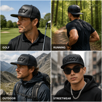 Topi Snapback Premium Kulit PU 6 Panel Pinggiran Datar Logo 3D Puff Gaya Jalanan Mewah