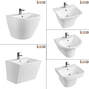 Lavabo suspendido de cerámica de 38 cm, diseño moderno para baño doméstico. - Product Image 5
