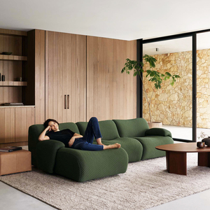 <span class=keywords><strong>Canapé</strong></span> modulaire sectionnel 3 places ATUNUS en <span class=keywords><strong>velours</strong></span> nordique, design simple et moderne, motif gaufré, ensemble de canapés de luxe - Product Image 2