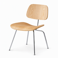 Chaise de salle à manger avec assise et dossier en bois, pieds en métal, finition naturelle, chaise d'appoint moderne pour la cuisine à domicile