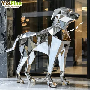 Moderne handwerkliche Hundes kulptur aus Edelstahl