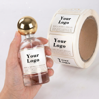 Étiquette autocollante personnalisée en rouleau pour bouteille de parfum en PET, avec logo doré, durable, holographique, brillante, imperméable et résistante aux UV