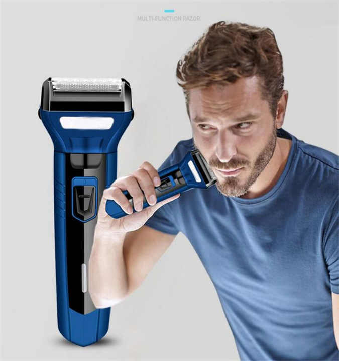 Rasoir électrique multifonctionnel lavable sur tout le corps Tondeuse à barbe portable 3in1 avec fonction rechargeable