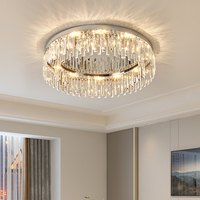 Lustre contemporain en cristal pour plafond, salon, lampe LED ronde en cristal K9 chromé pour chambre à coucher, cuisine