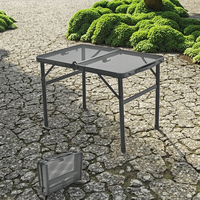 Table de barbecue portable et pliable au design moderne avec chariot de rangement intégré et table latérale pour la cuisson en extérieur – Accessoire indispensable pour le barbecue