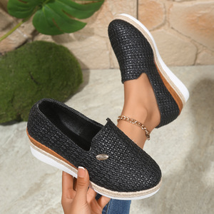 Zapatos Planos de Plataforma con Cordones de Cáñamo, Estilo Otoñal, Tejidos, Talla Grande, Estilo Europeo Americano para Mujer - Product Image 3