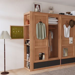 בסגנון יפני מודרני עץ דובדבן חלקה הזזה דלת שילוב ארון בגדים mdf חדר שינה אחסון רהיטים ביתי - Product Image 3