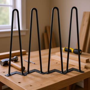 Black <b>Metal</b> Hairpin Furniture <b>Legs</b> 19 Inch Heavy Duty For Home DIY Projects Nightstand Coffee <b>Table</b> Desk - Product Image 2