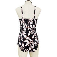 Ensemble tankini pour femme personnalisé OEM ODM, imprimé feuilles noires, col en V, bretelles réglables, maillot de bain deux pièces