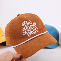 Gorra Deportiva de Alta Calidad con Logotipo Bordado en 3D Personalizado, Gorra de Béisbol de Pana de 5 Paneles Sin Estructura para Hombre