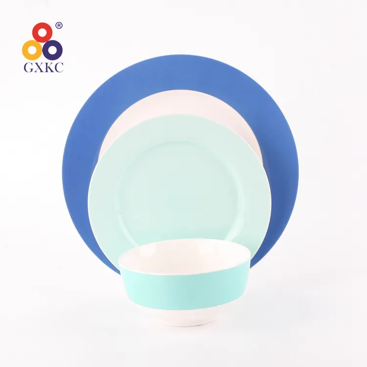 Hot Sale New Bone China Dinnerware Set Home Ware Light Blue Restaurant Ceramic Plates Dishwasher Available Porcelain Dinner Set
