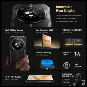 Smartphone robuste Fossibot F109, processeur octa-core, écran LCD double, 6,74 pouces, appareil photo 50MP, 5G, étanche IP68, 8+256 Go, batterie 10600 mAh, Android - Product Image 3