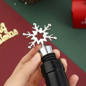 Christmas Snowflake <b>Wine</b> <b>Stopper</b> Silver Metal Bottle Sealer Holiday Gift - Product Image 2