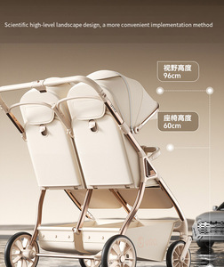 Passeggino Gemellare in Metallo Leggero e <span class=keywords><strong>Portatile</strong></span>, Pieghevole, con Sedute Girevoli Doppie, Reclinabili e Reversibili - Product Image 2