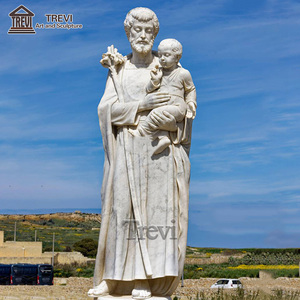 Statua di <span class=keywords><strong>San</strong></span> Giuseppe con Gesù Bambino in Marmo Bianco Scolpito a Mano TREVI per Decorazione di Chiese e Giardini - Product Image 4