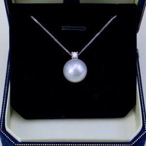 Collana di perle australiane del mare del sud in oro naturale oro bianco 18K impeccabile principessa Diana stile - Product Image 3