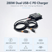LNLEE 280W Dual USB-C PD3.1 EPR 28V Pengisi Daya PD untuk Integrasi Kabinet Penyimpanan Energi Kios 140Wx2 DC 9-30V Buck-Boost