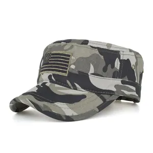 JAKIJAYI Casquette de camionneur vintage standard en coton, couleur unie, haut plat, sport de plein air, chapeau taille unique avec logo brodé, vente en gros