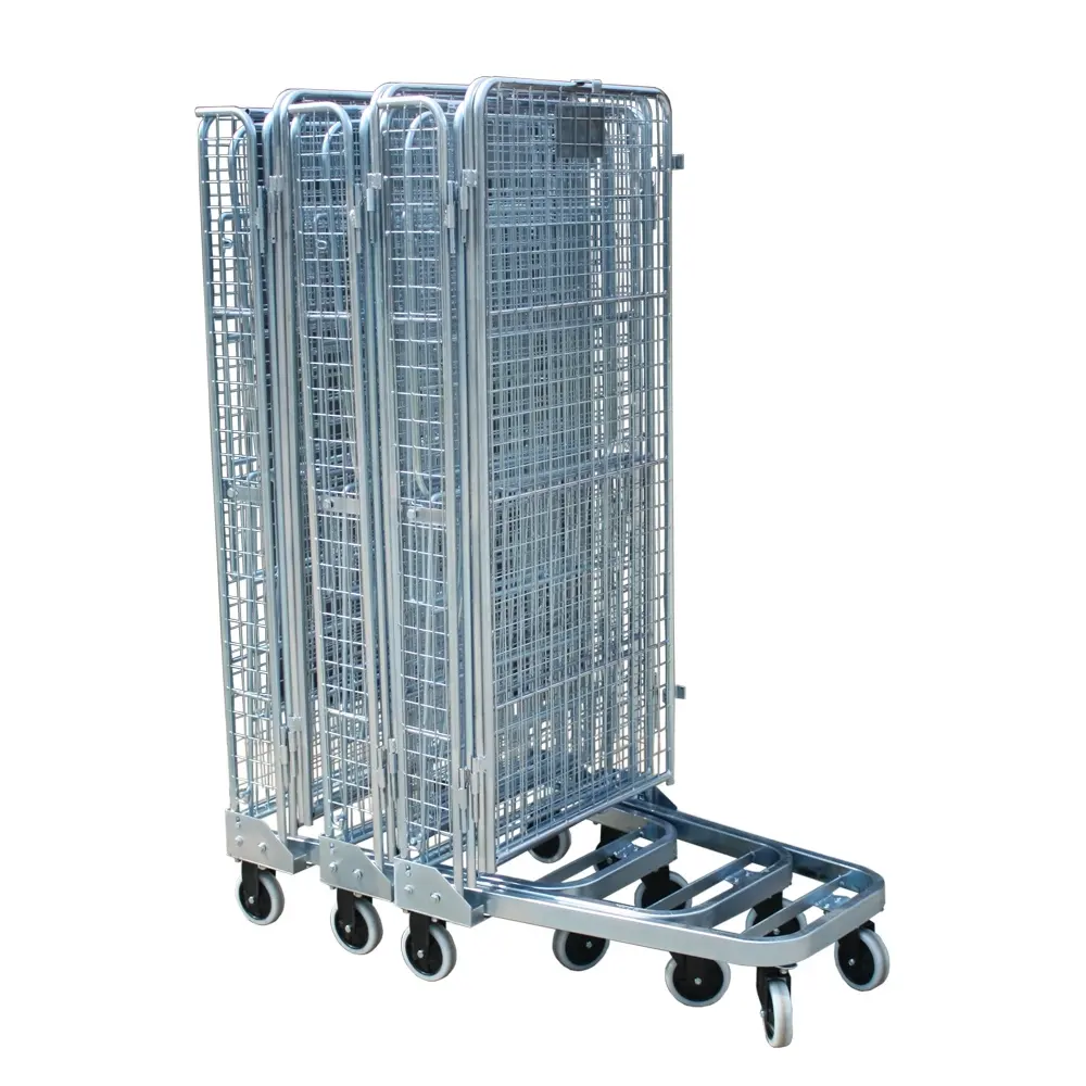 Rolling cart roll trolley folding cart collapsible laundry cargo storage roll container with castors