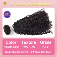 Lots de Cheveux Humains Naturels Non Traités en Gros, Bouclés Jerry, Couleur Noire Naturelle, 18 Pouces, Extensions de Cheveux Humains pour Perruque