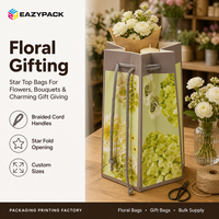 Sacs cadeaux pyramidaux personnalisés en gros, sacs pliables en forme d'étoile avec poignée en corde pour la livraison de bouquets de mariage