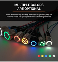 Haute tête plate 12mm démarreur d'ordinateur momentané étanche commutateurs à bouton-poussoir en métal 24V 220V LED réinitialiser commutateurs à bouton d'alimentation
