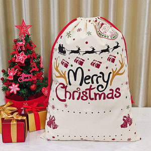 Customised <b>Large</b> <b>Santa</b> Christmas Drawstring Party Canvas Gift Bags Personalised with Logo and Size Folding Style - Product Image 3
