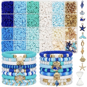Kit de Fabricación de Joyas con Cuentas de Arcilla Polimérica con Diseño de Conchas y Estrellas de Mar, Discos Heishi Planos y Perlas para Pulseras y Collares - Product Image 1