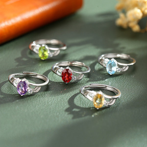 Bague en argent 925 avec pierre précieuse améthyste ovale de 5*7mm de haute qualité, pierres naturelles réglables, bijoux fins pour femmes - Product Image 3